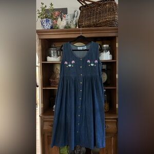 Embroidered Denim Dress